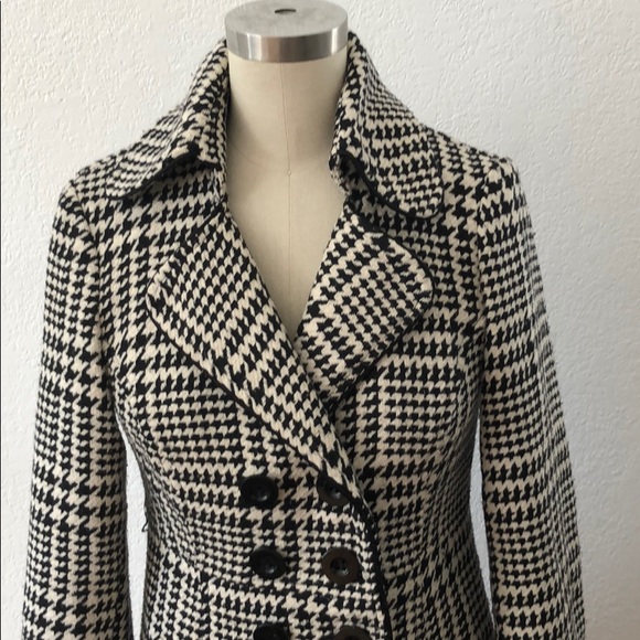Vintage houndstooth tweed retro mod 60s style twiggy coat jacket S - Picture 2 of 8
